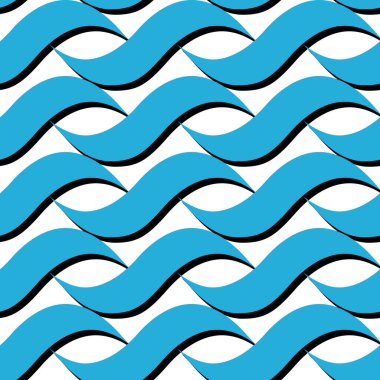 Soyut Vektör Tekrarlanan Kusursuz Tasarım. Mavi Dalgalar.