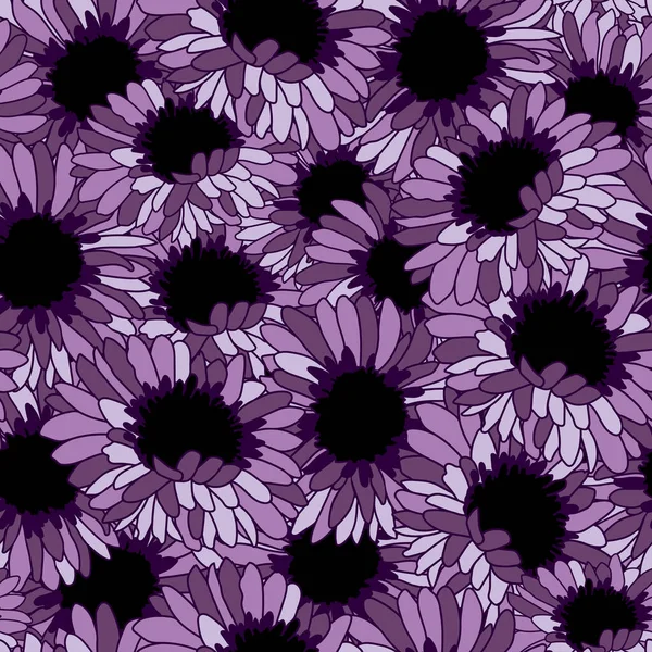 Flores Margarita Púrpura Patrón Sin Costura Fondo — Vector de stock
