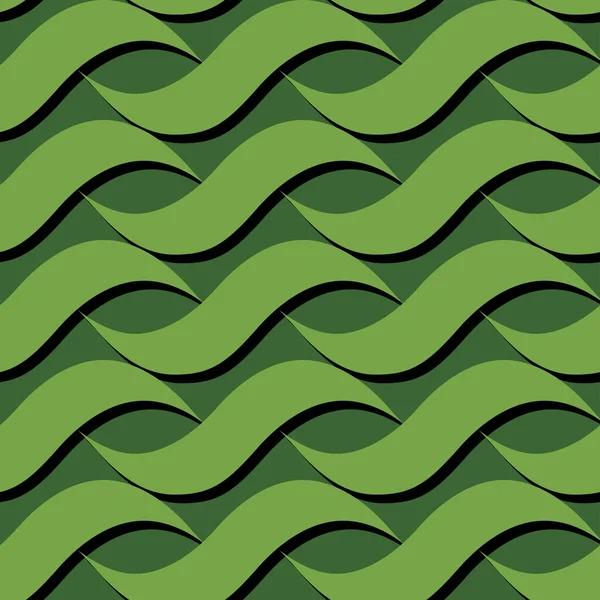 Abstract Vector Herhaaldelijk Naadloos Ontwerp Groene Golven — Stockvector