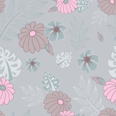 Mor Daisy Çiçekleri Kusursuz Desenli Arkaplan