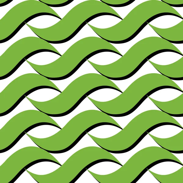 Abstract Vector Naadloos Patroon Ontwerp Met Groene Golvende Elementen — Stockvector
