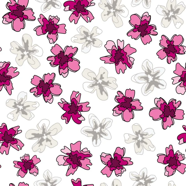 Fundo Padrão Sem Costura Floral Com Flores Rosa Branca Vetores De Stock Royalty-Free