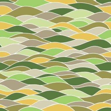 Yeşil ve Turuncu Elementli Soyut Vektör Tekrarlanan Kusursuz Tasarım.