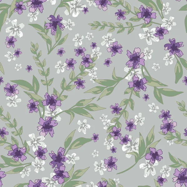 Purple Floral Naadloze Patroon Achtergrond — Stockvector