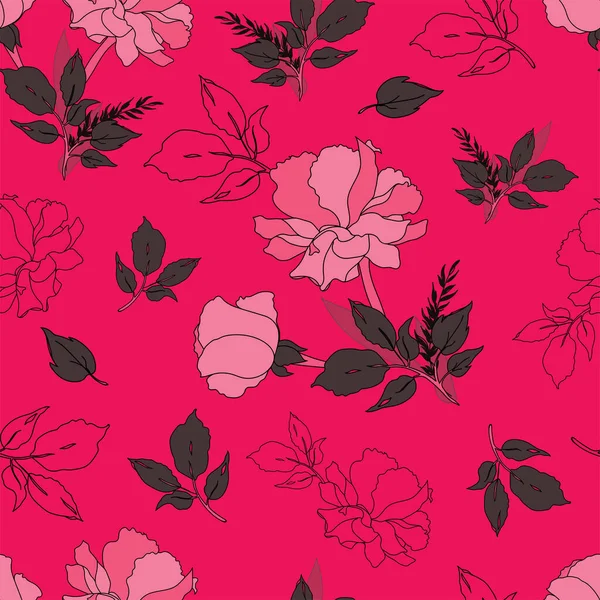 Pink Seamless Pattern Background Roses — стоковий вектор