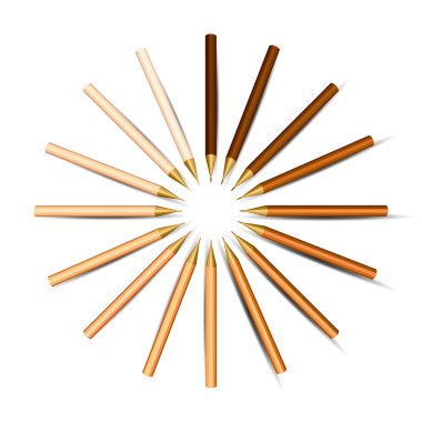 Daire içinde portakal kalemler