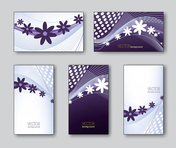 Conjunto de tarjetas abstractas con flores — Vector de stock