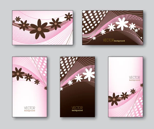 Conjunto de tarjetas abstractas con flores — Archivo Imágenes Vectoriales