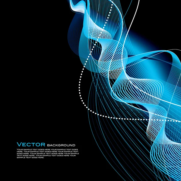 Linhas onduladas abstratas sobre fundo preto —  Vetores de Stock