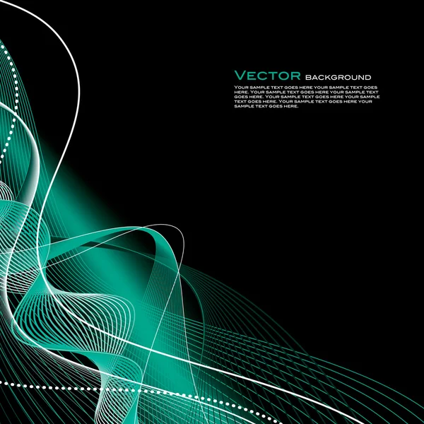 Líneas onduladas abstractas sobre fondo negro — Vector de stock