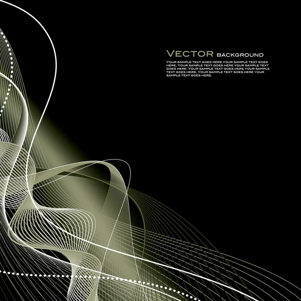 Líneas onduladas abstractas sobre fondo negro — Vector de stock
