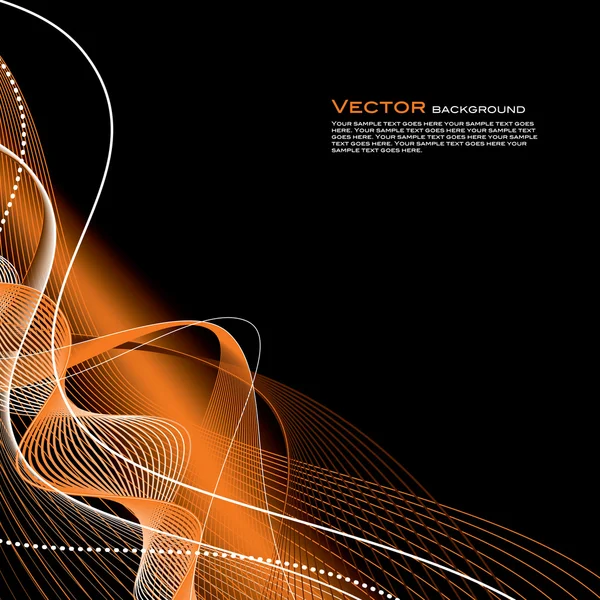 Linhas onduladas abstratas sobre fundo preto —  Vetores de Stock