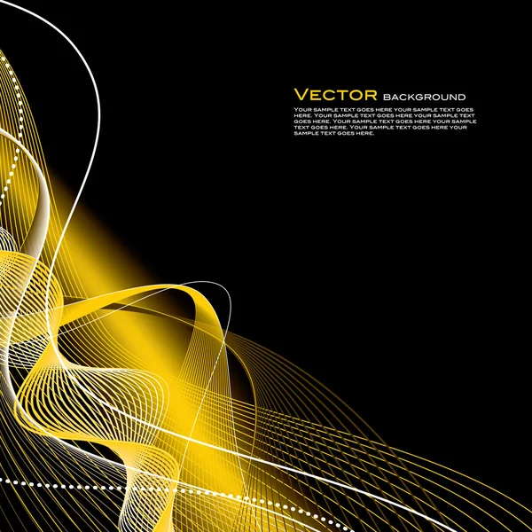 Linhas onduladas abstratas sobre fundo preto —  Vetores de Stock