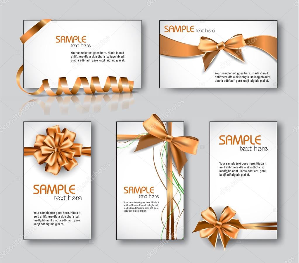 Set of Cards With Gift Bows And Ribbons