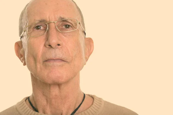 Close up of senior man wearing eyeglasses — Stock Photo, Image