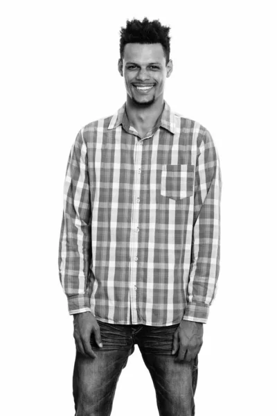 Studio shot of young happy African man smiling — Stock Photo, Image