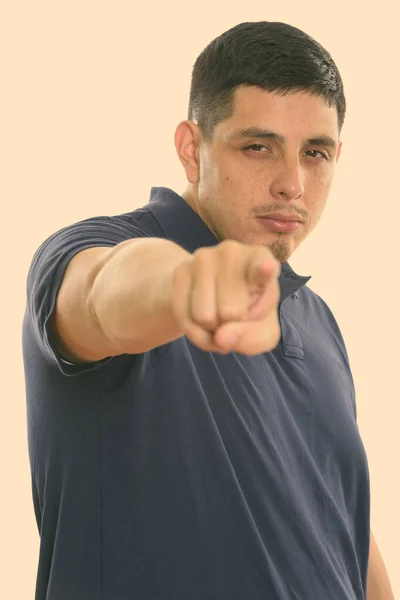 Studio Shot Young Hispanic Man Short Hairstyle — Stock Photo, Image