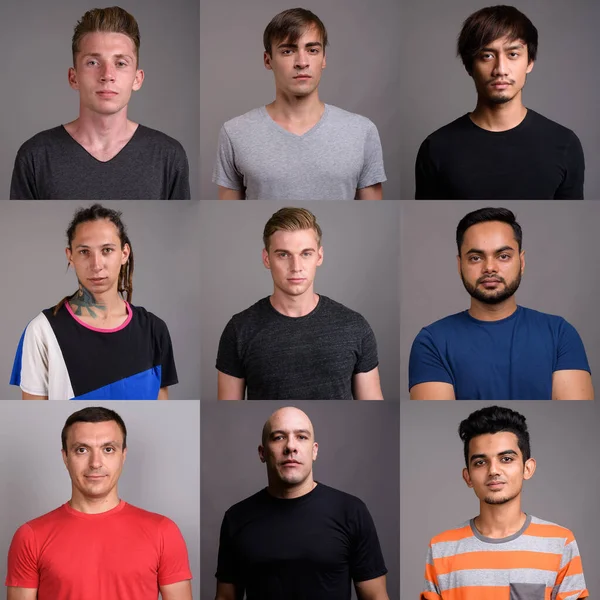 Collage van multi-etnische en gemengde leeftijdsmannen — Stockfoto