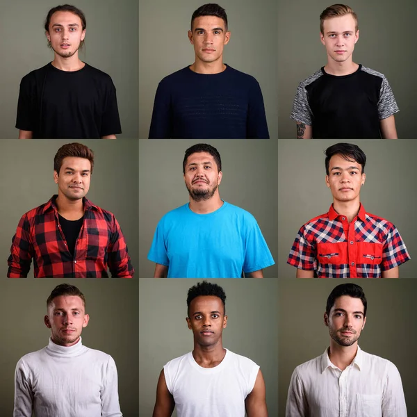Collage di giovani uomini diversi e multietnici — Foto Stock