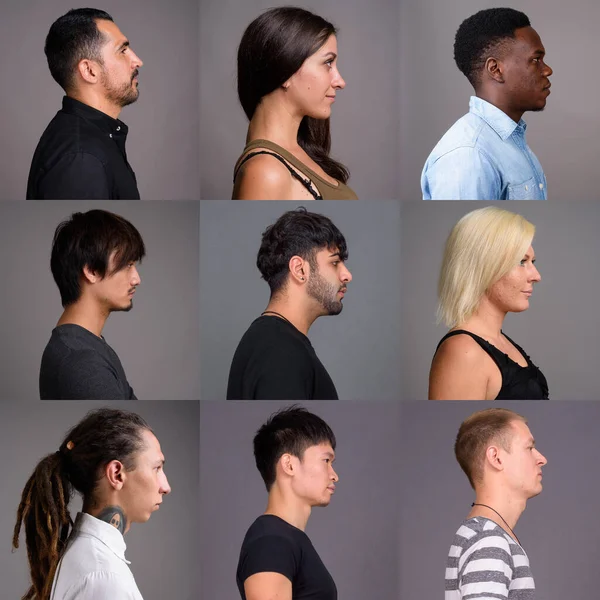 Collage di persone in età multietnica e mista — Foto Stock