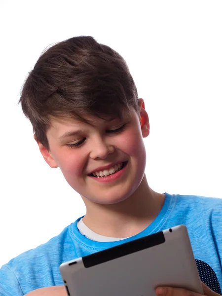 Jongen met een tablet — Stockfoto