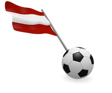 Futbol topu ile Avusturya bayrağı