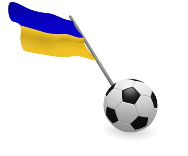 Futbol topu ile Ukrayna bayrağı