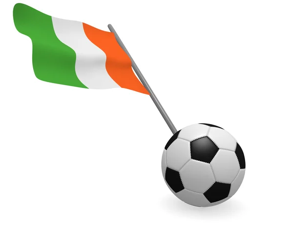 Футбольный мяч с флагом Ирландии — стоковое фото