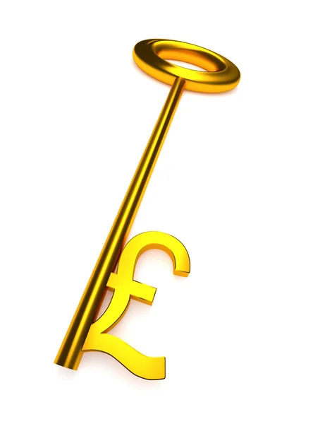 Złoty klucz z ikoną Funt — Zdjęcie stockowe