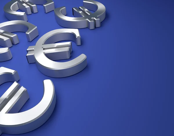 Stål Euro ikonen på blå botten, 3d-rendering — Stockfoto
