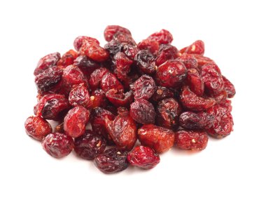 Beyaz üzerine kurutulmuş cranberries