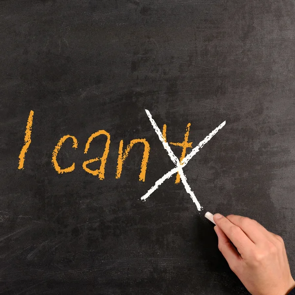 Handschrift auf einer Tafel "Ich kann" — Stockfoto