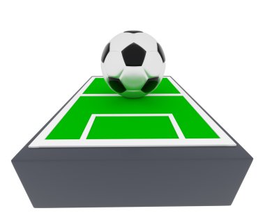 Futbol topu bir alanında, 3d render