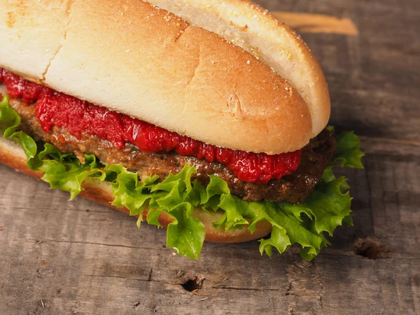 Close up van een smakelijke Hamburger — Stockfoto