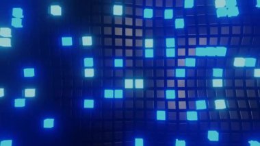 Değişik mavi hareket küpleri olan küp desenli arkaplan, arkaplan olarak 3d animasyon