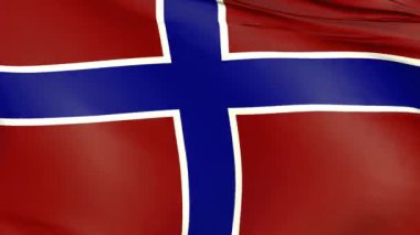 Norveç bayrağı sallanıyor, yaklaşın, 3 boyutlu animasyon