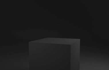 Antrasit zemin üzerinde koyu gri bir podyum, 3D görüntüleme