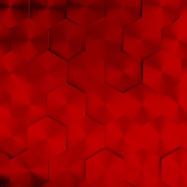 Soyut modern bal peteği arkaplanı kırmızı, 3D görüntüleme