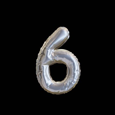 6 Numaralı Gümüş Balon, Siyah arkaplanda Gerçekçi 3D Görüntü