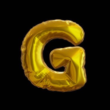 Altın Balon Harfi G, Siyah arkaplanda Gerçekçi 3D Görüntü