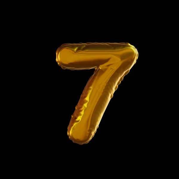 Golden Balloon Number Realisztikus Renderelés Fekete Alapon — Stock Fotó