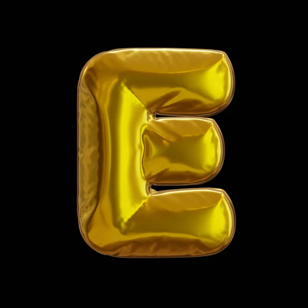 黄金の風船手紙E 黒の背景に現実的な3Dレンダリング — ストック写真