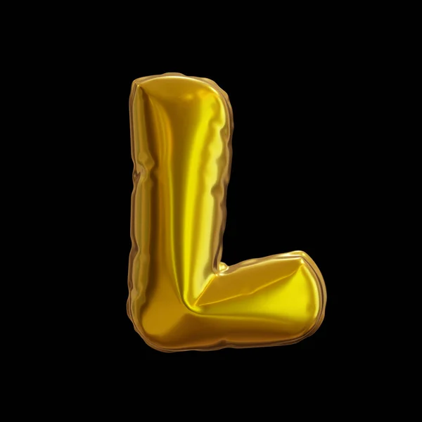 ゴールデンバルーンレターL 黒の背景に現実的な3Dレンダリング — ストック写真
