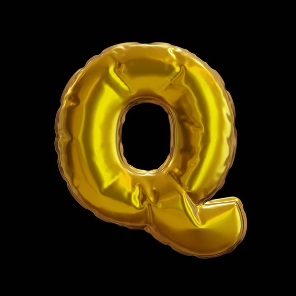 Golden Balloon Letter Realistic Rendering Black Background — Stock Photo, Image