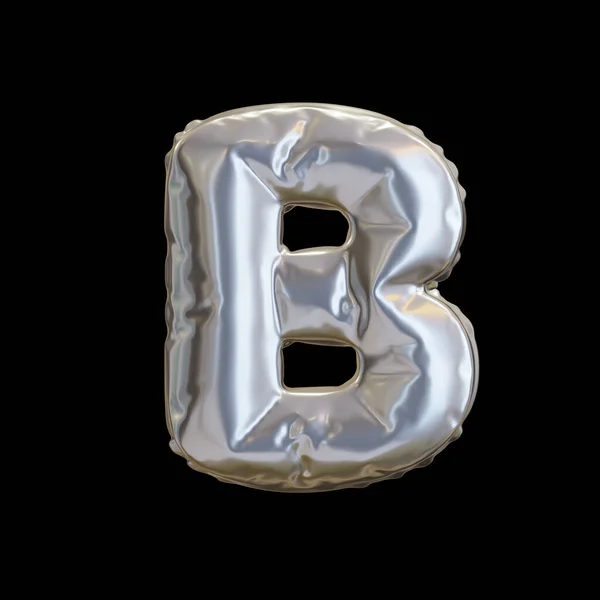 Silver Balloon Letter Realistische Darstellung Auf Schwarzem Hintergrund — Stockfoto