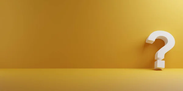 Sarı Arkaplanda Beyaz Soru Işareti Yansıması Görüntüleme — Stok fotoğraf