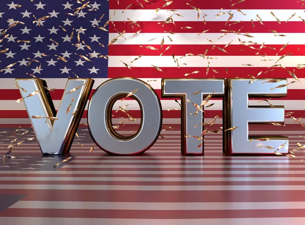 Silver Word Vote American Flag Shiny Confetti American Presidential Election — Stock Photo, Image