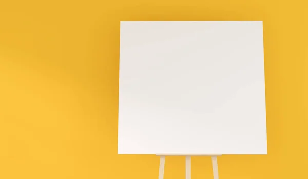 Wooden Easel Blank Canvas Yellow Room Space Text Wall Rendering — Stock Photo, Image