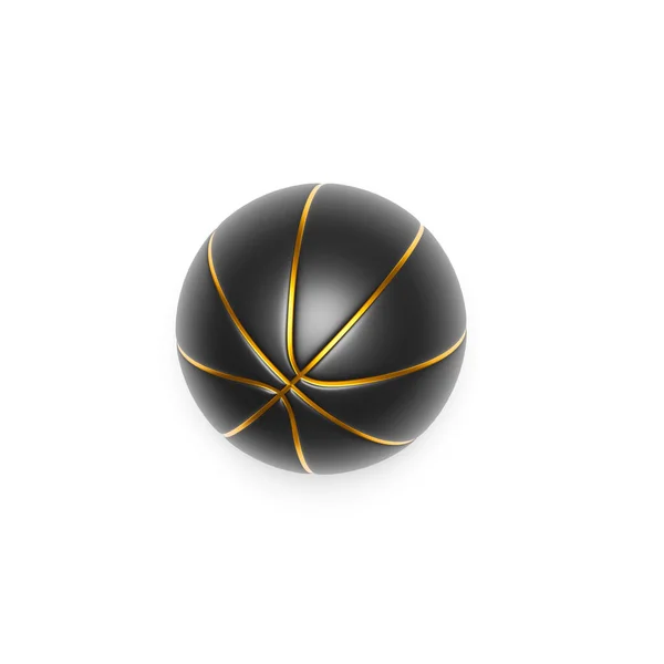 Parlak Arka Planda Altın Kaplamalı Siyah Basketbol Boyutlu Yorumlama — Stok fotoğraf