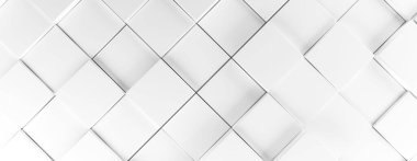 Beyaz küplerle modern soyut arkaplan, 3D görüntüleme